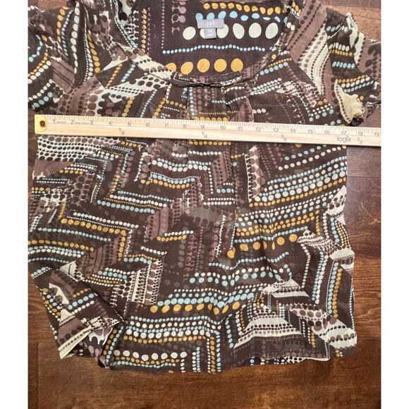 J Jill Womens Brown Silk Polka Dot Popover Blouse Size XSP Petite Short Sleeve - Picture 11 of 12